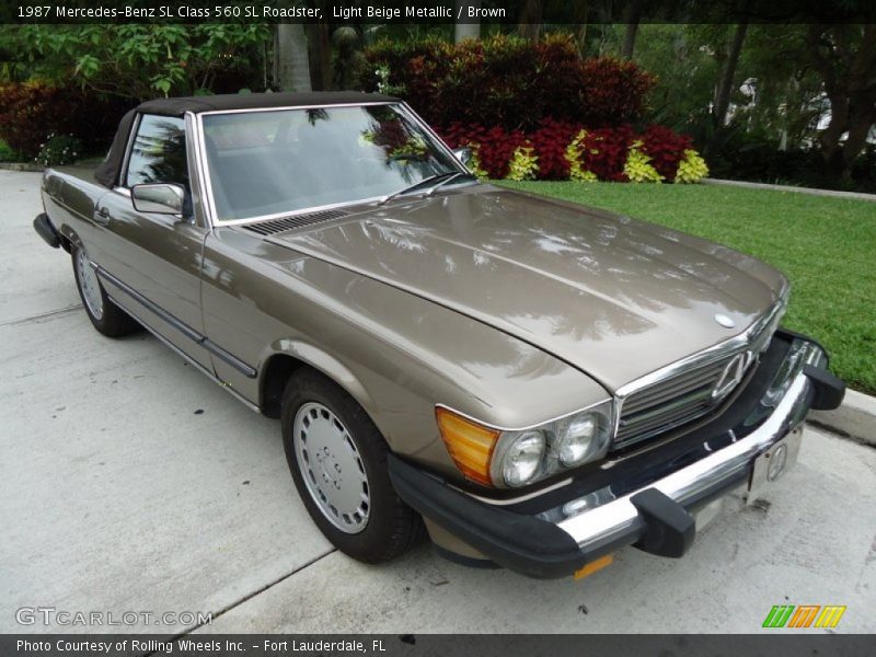 Light Beige Metallic / Brown 1987 Mercedes-Benz SL Class 560 SL Roadster