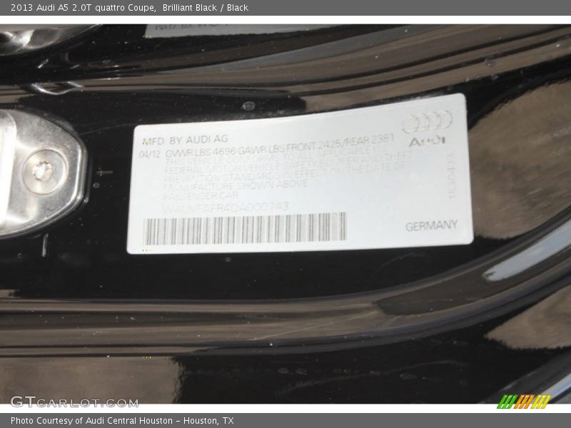 Brilliant Black / Black 2013 Audi A5 2.0T quattro Coupe