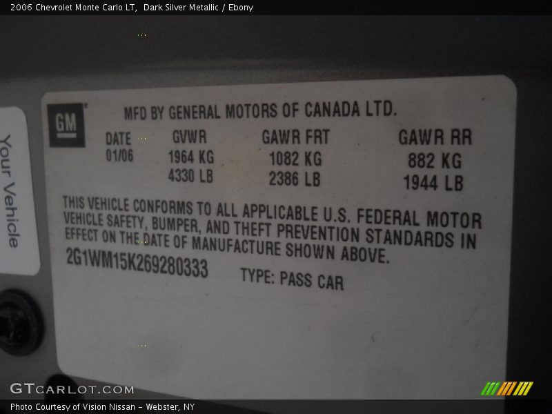 Dark Silver Metallic / Ebony 2006 Chevrolet Monte Carlo LT