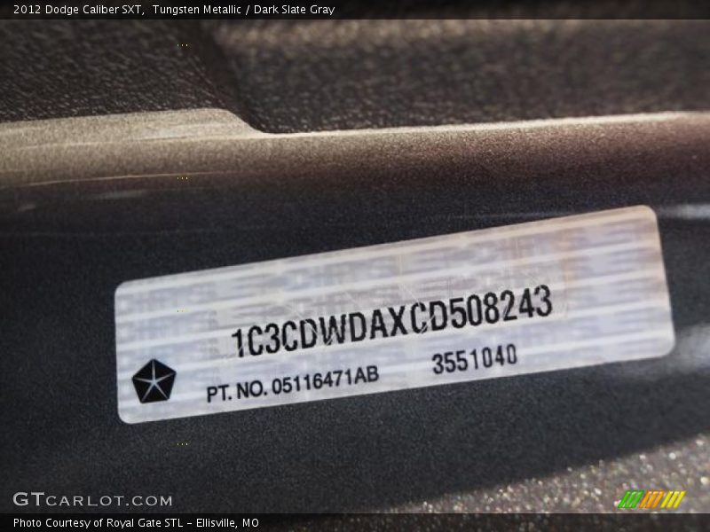 Tungsten Metallic / Dark Slate Gray 2012 Dodge Caliber SXT