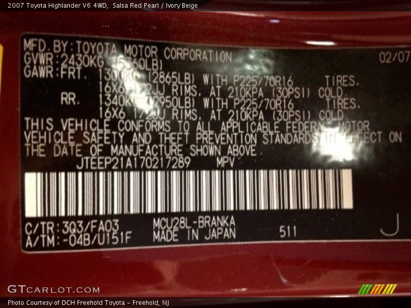 Salsa Red Pearl / Ivory Beige 2007 Toyota Highlander V6 4WD