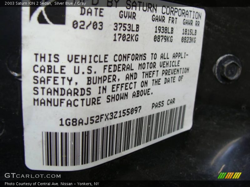 Silver Blue / Gray 2003 Saturn ION 2 Sedan