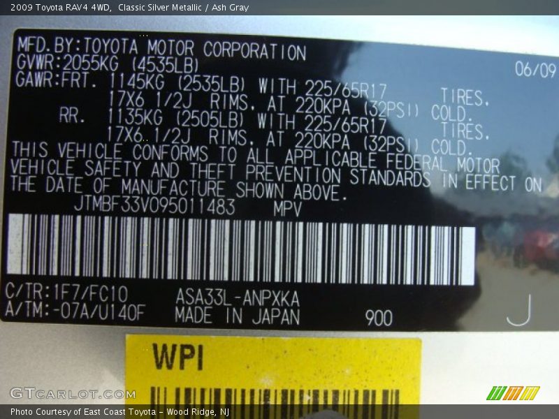 Classic Silver Metallic / Ash Gray 2009 Toyota RAV4 4WD