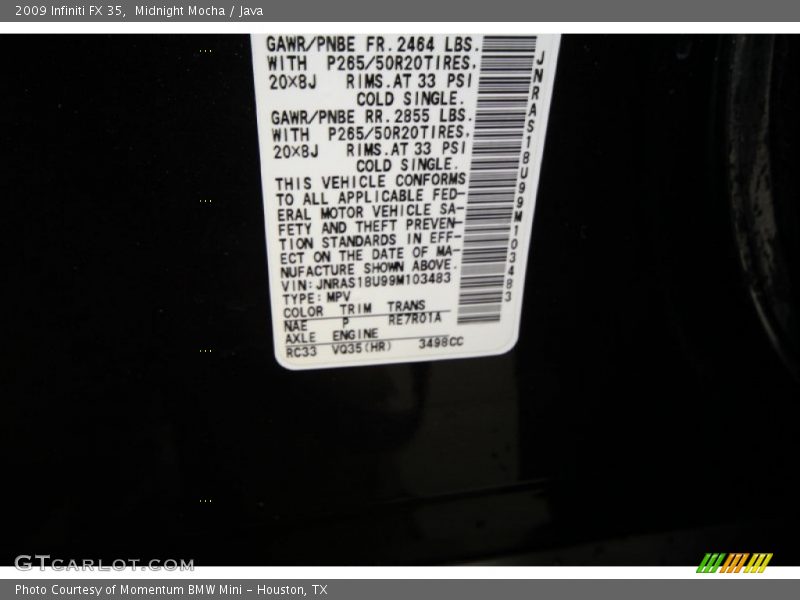 Midnight Mocha / Java 2009 Infiniti FX 35