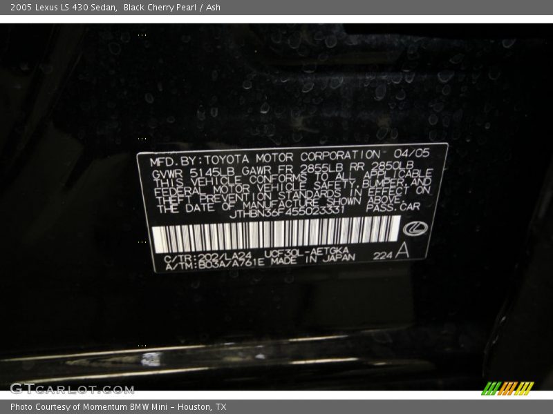 Black Cherry Pearl / Ash 2005 Lexus LS 430 Sedan