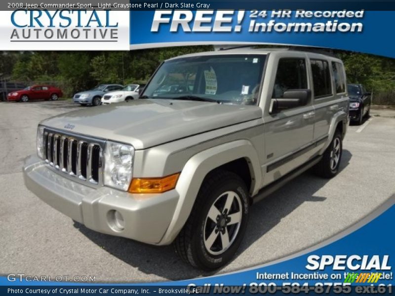 Light Graystone Pearl / Dark Slate Gray 2008 Jeep Commander Sport