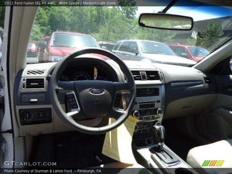 White Suede / Medium Light Stone 2012 Ford Fusion SEL V6 AWD