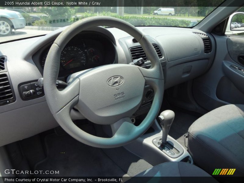 Noble White / Gray 2005 Hyundai Accent GLS Coupe