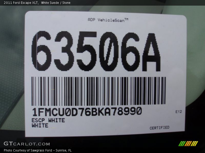 White Suede / Stone 2011 Ford Escape XLT