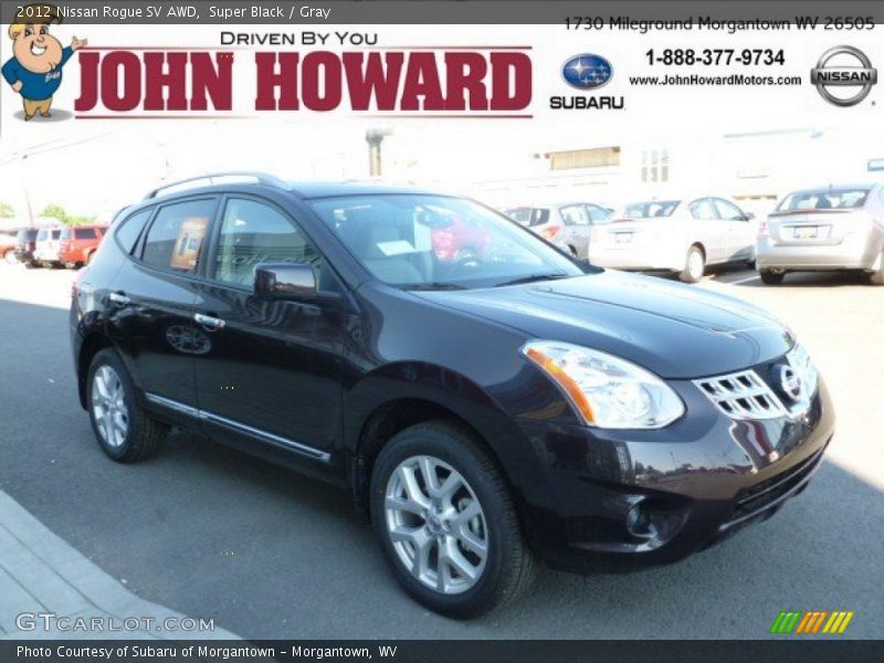 Super Black / Gray 2012 Nissan Rogue SV AWD
