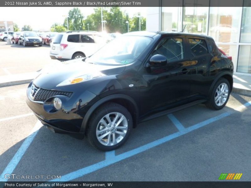 Sapphire Black / Black/Red Leather/Silver Trim 2012 Nissan Juke SL AWD
