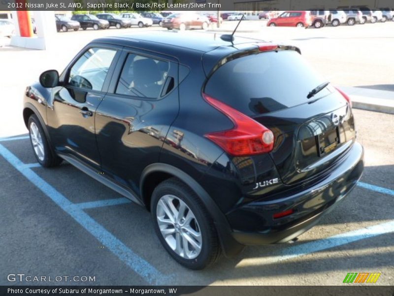 Sapphire Black / Black/Red Leather/Silver Trim 2012 Nissan Juke SL AWD