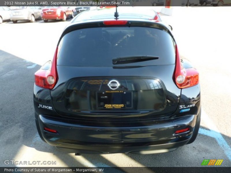 Sapphire Black / Black/Red Leather/Silver Trim 2012 Nissan Juke SL AWD