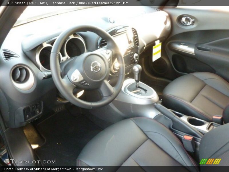 Sapphire Black / Black/Red Leather/Silver Trim 2012 Nissan Juke SL AWD