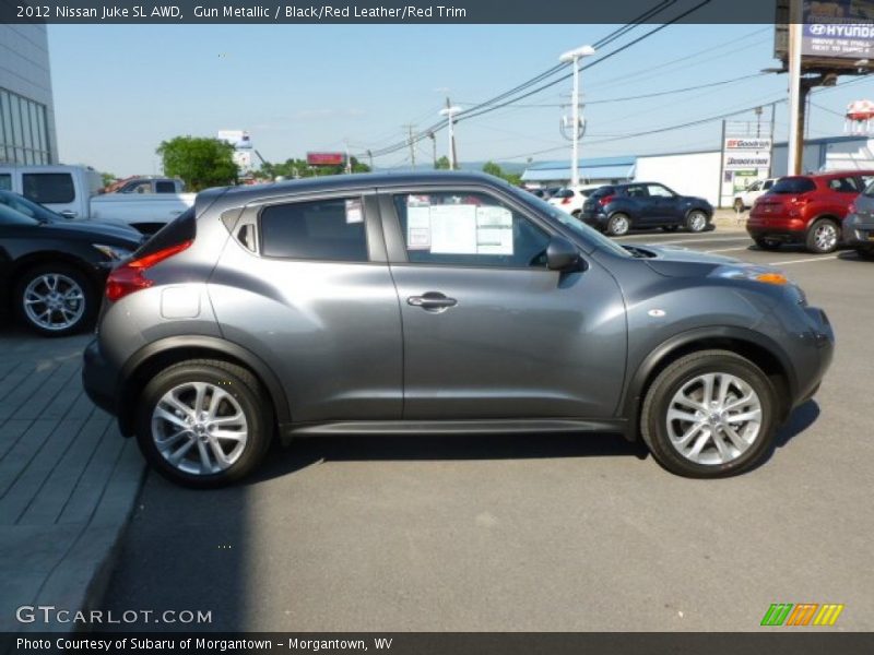 Gun Metallic / Black/Red Leather/Red Trim 2012 Nissan Juke SL AWD