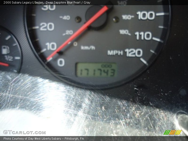 Deep Sapphire Blue Pearl / Gray 2000 Subaru Legacy L Sedan