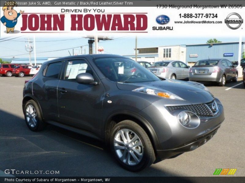 Gun Metallic / Black/Red Leather/Silver Trim 2012 Nissan Juke SL AWD