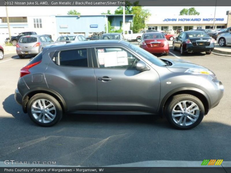 Gun Metallic / Black/Red Leather/Silver Trim 2012 Nissan Juke SL AWD