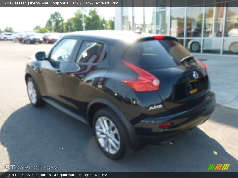 Sapphire Black / Black/Red/Red Trim 2012 Nissan Juke SV AWD