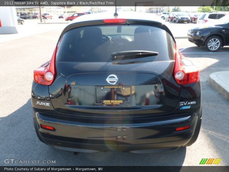Sapphire Black / Black/Red/Red Trim 2012 Nissan Juke SV AWD