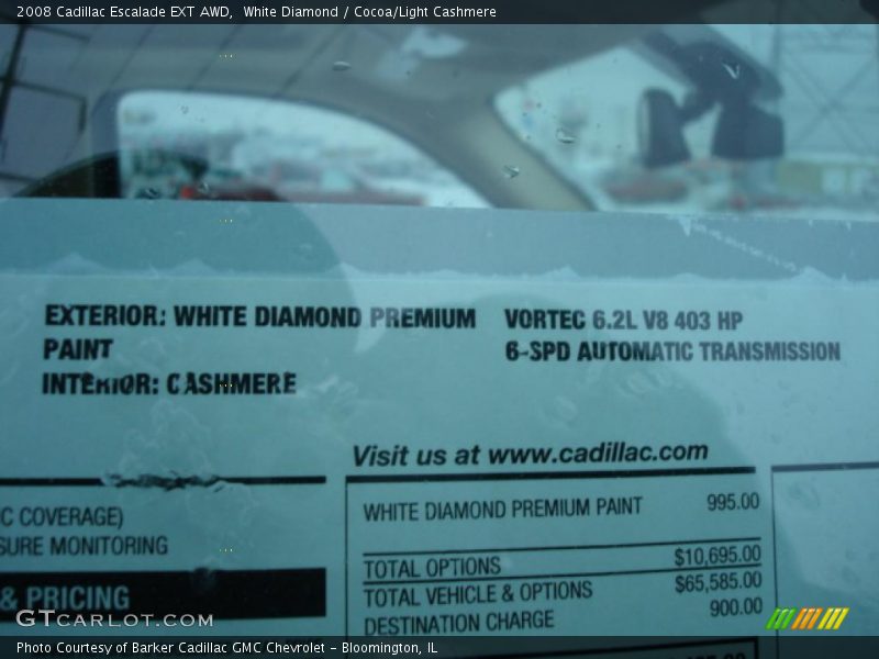 White Diamond / Cocoa/Light Cashmere 2008 Cadillac Escalade EXT AWD