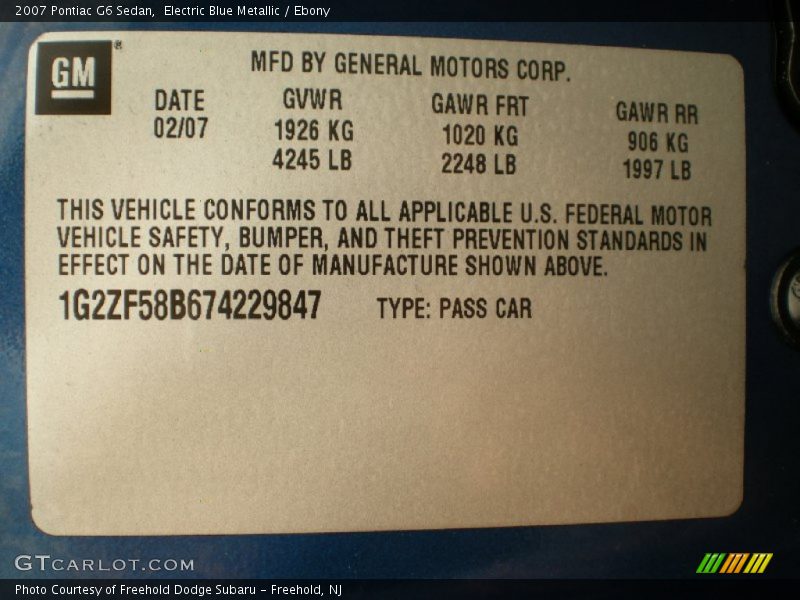 Electric Blue Metallic / Ebony 2007 Pontiac G6 Sedan
