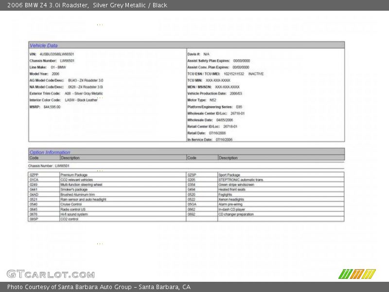 Silver Grey Metallic / Black 2006 BMW Z4 3.0i Roadster