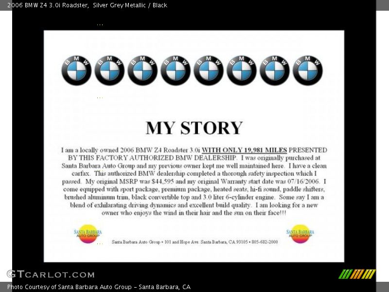 Silver Grey Metallic / Black 2006 BMW Z4 3.0i Roadster