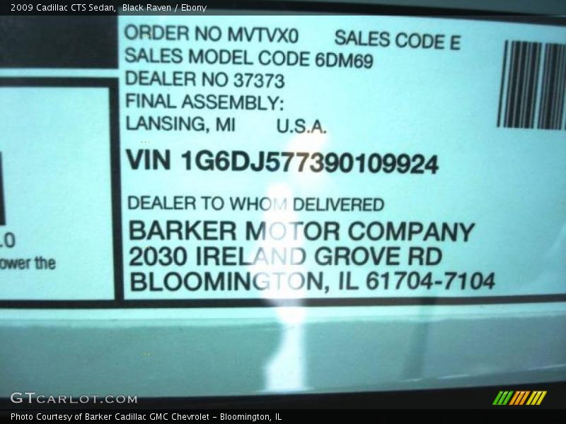 Black Raven / Ebony 2009 Cadillac CTS Sedan