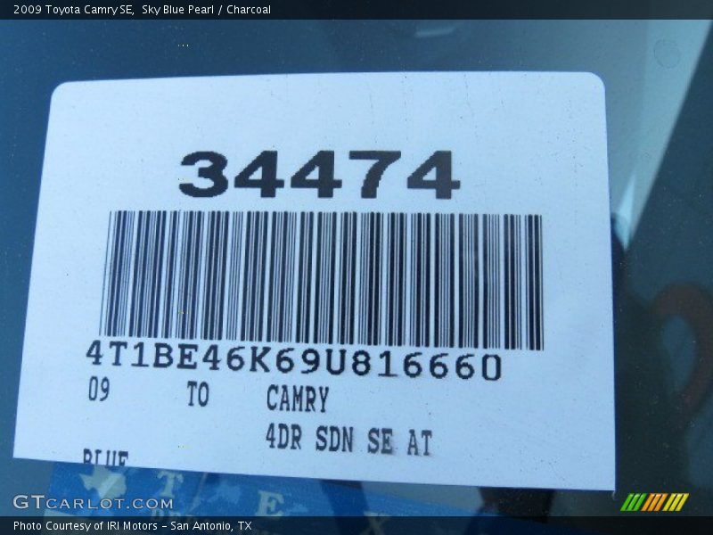 Sky Blue Pearl / Charcoal 2009 Toyota Camry SE