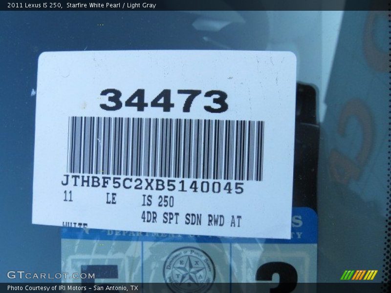 Starfire White Pearl / Light Gray 2011 Lexus IS 250