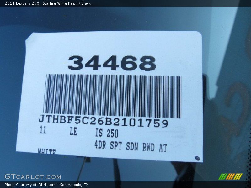 Starfire White Pearl / Black 2011 Lexus IS 250