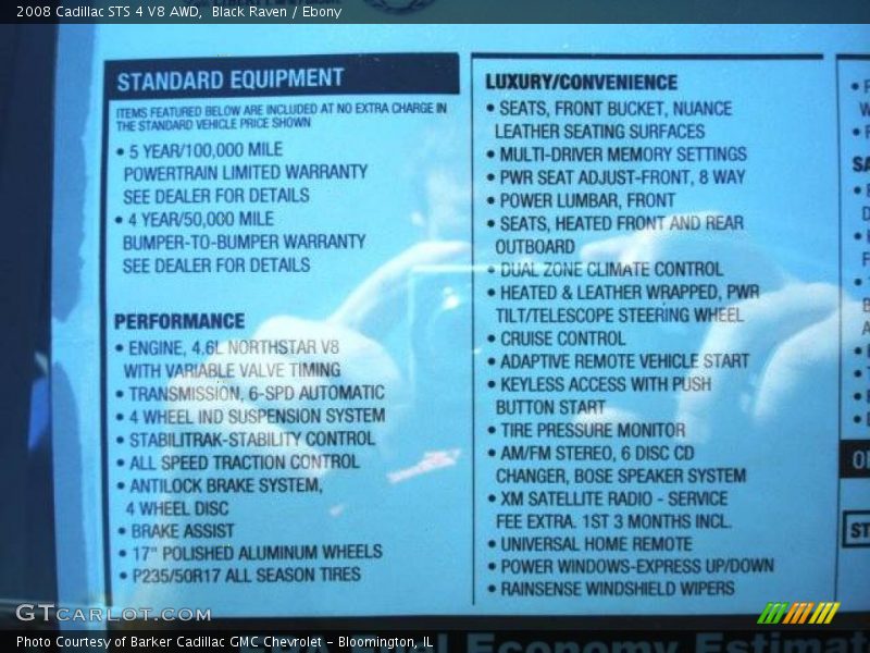 Black Raven / Ebony 2008 Cadillac STS 4 V8 AWD