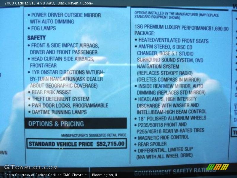 Black Raven / Ebony 2008 Cadillac STS 4 V8 AWD