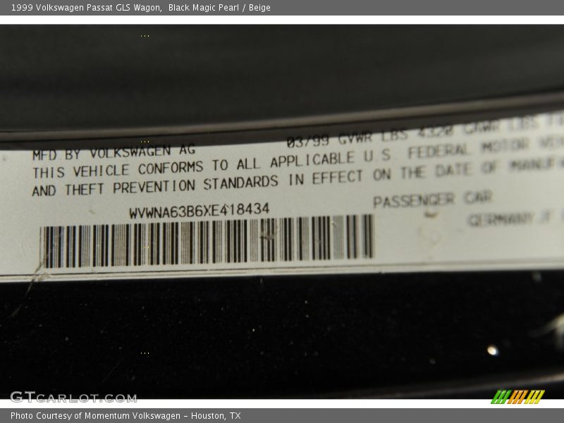 Black Magic Pearl / Beige 1999 Volkswagen Passat GLS Wagon