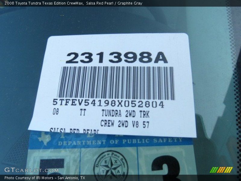 Salsa Red Pearl / Graphite Gray 2008 Toyota Tundra Texas Edition CrewMax