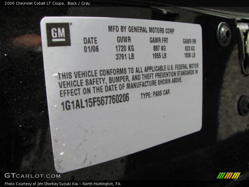 Black / Gray 2006 Chevrolet Cobalt LT Coupe