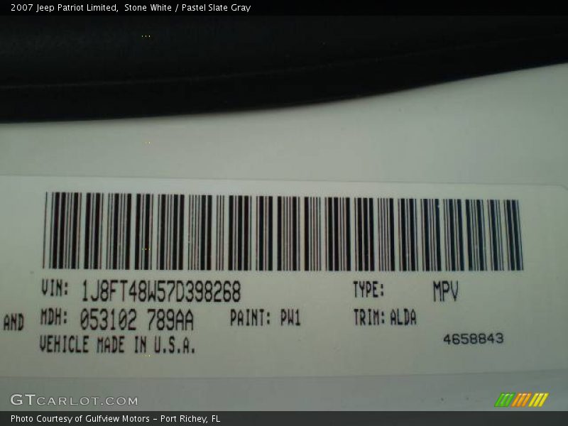 Stone White / Pastel Slate Gray 2007 Jeep Patriot Limited