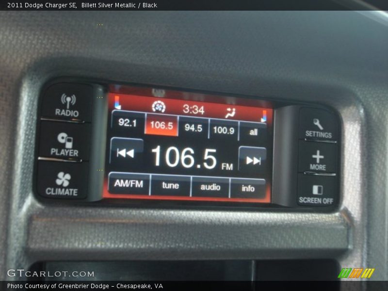 Billett Silver Metallic / Black 2011 Dodge Charger SE