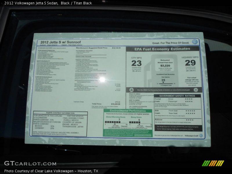 Black / Titan Black 2012 Volkswagen Jetta S Sedan