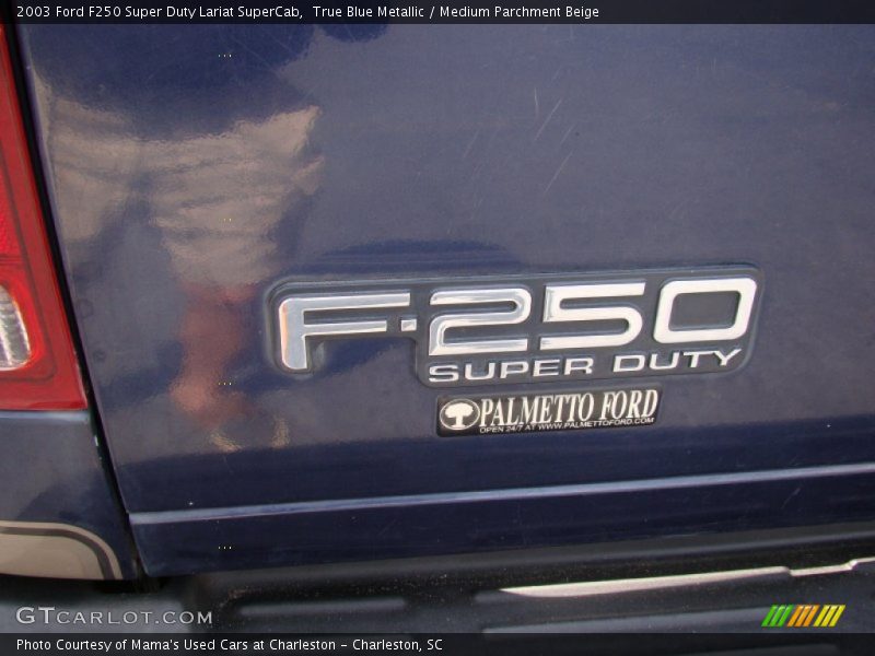 True Blue Metallic / Medium Parchment Beige 2003 Ford F250 Super Duty Lariat SuperCab