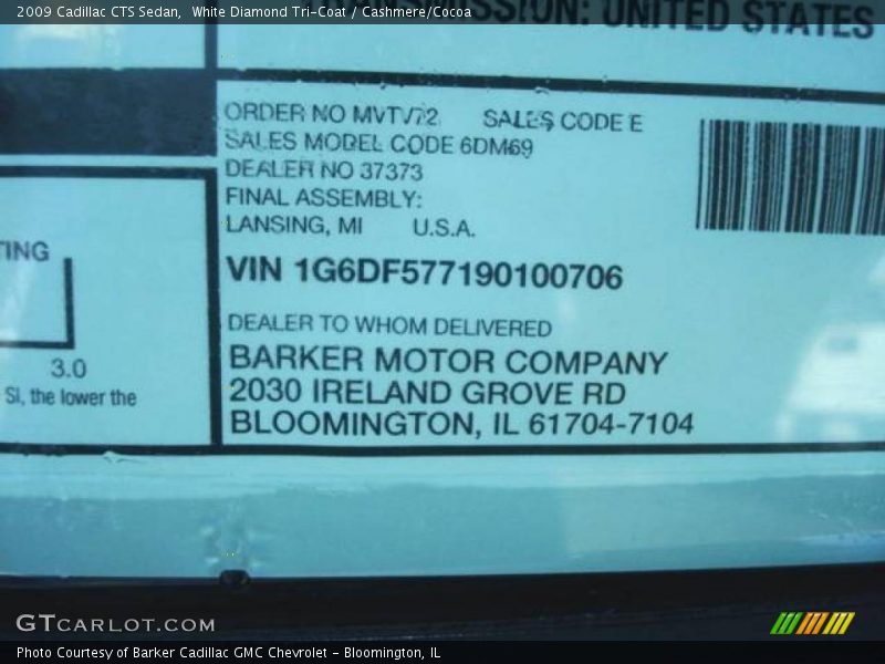 White Diamond Tri-Coat / Cashmere/Cocoa 2009 Cadillac CTS Sedan