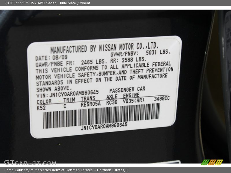 Blue Slate / Wheat 2010 Infiniti M 35x AWD Sedan