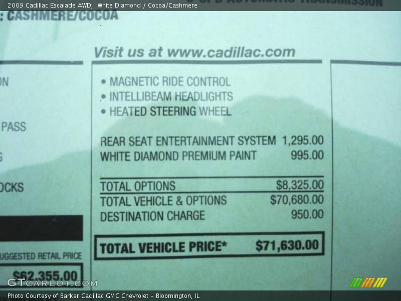 White Diamond / Cocoa/Cashmere 2009 Cadillac Escalade AWD
