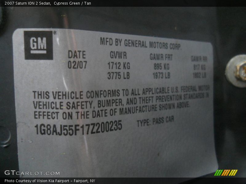 Cypress Green / Tan 2007 Saturn ION 2 Sedan