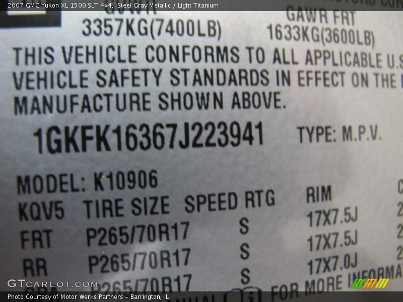 Steel Gray Metallic / Light Titanium 2007 GMC Yukon XL 1500 SLT 4x4
