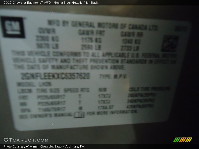 Mocha Steel Metallic / Jet Black 2012 Chevrolet Equinox LT AWD