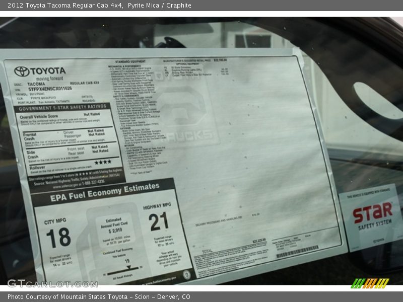 Pyrite Mica / Graphite 2012 Toyota Tacoma Regular Cab 4x4