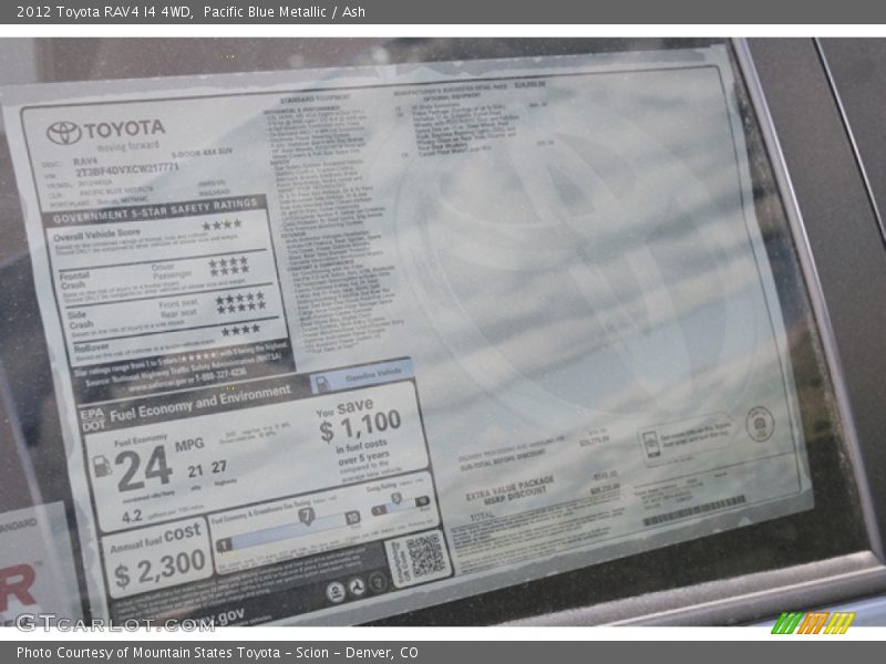 Pacific Blue Metallic / Ash 2012 Toyota RAV4 I4 4WD