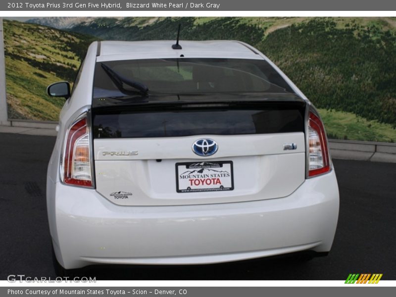 Blizzard White Pearl / Dark Gray 2012 Toyota Prius 3rd Gen Five Hybrid